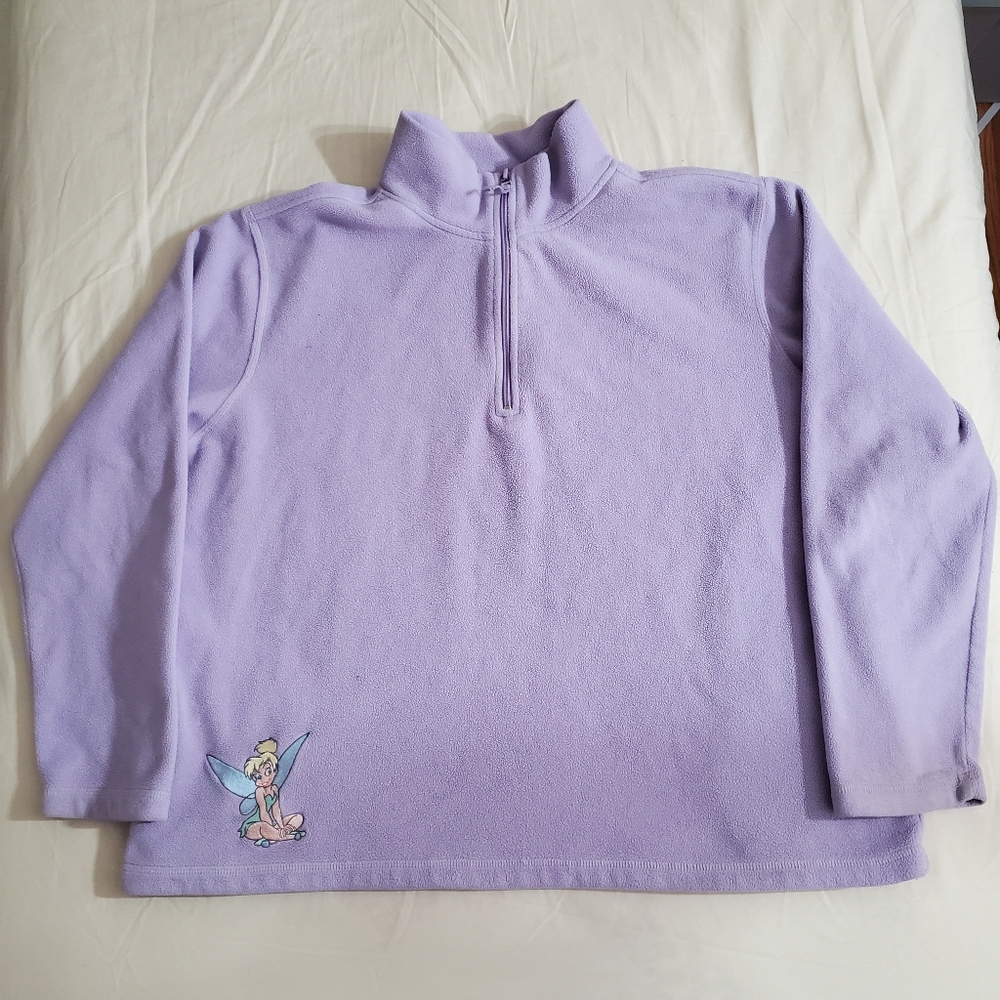 Disney Store Purple Tinkerbell Fleece Quarter Zip Pullover Women's Size XL.